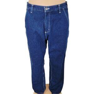 Carhartt Men's Blue Dark Wash Dungaree Fit Classic Carpenter Jeans Size 33X32